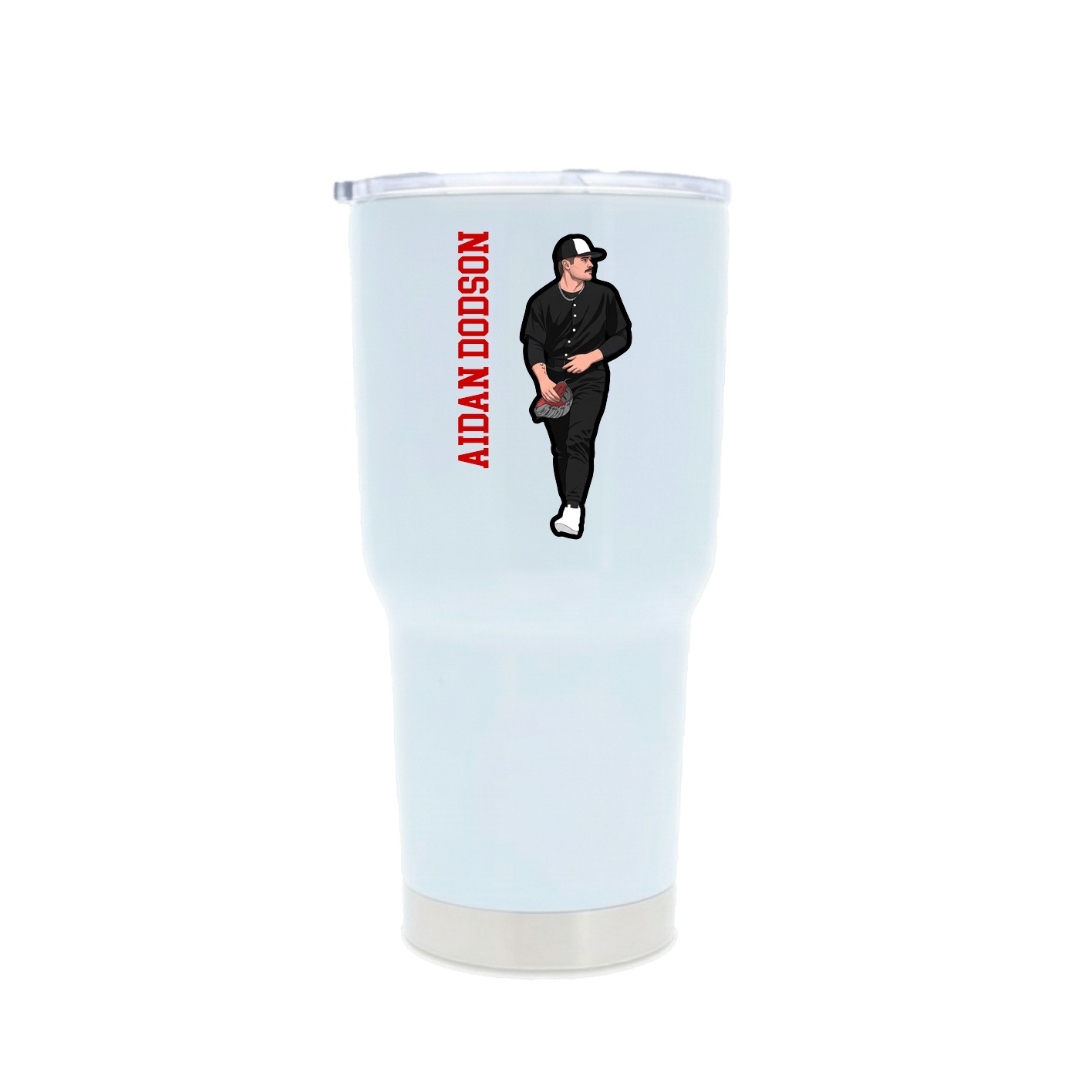 30oz Stainless Steel Tumbler — Name Vertical in White