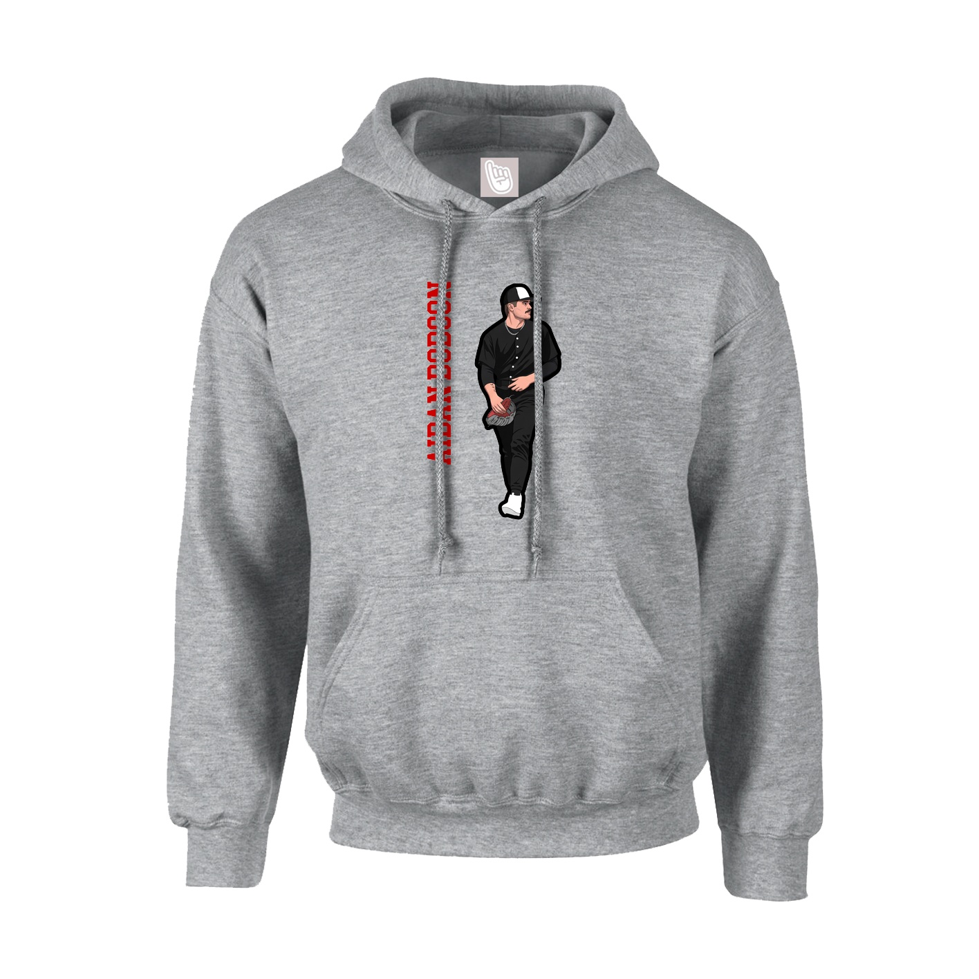 Hoodie — Name Vertical in Grey