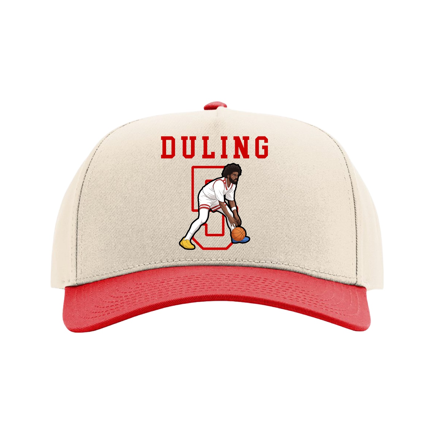 Full Fabric Five-Panel Champ Cap — Shirsey in Cream/Red