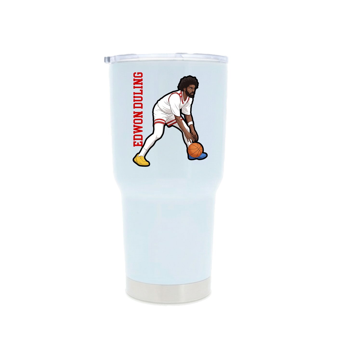 30oz Stainless Steel Tumbler — Name Vertical in White