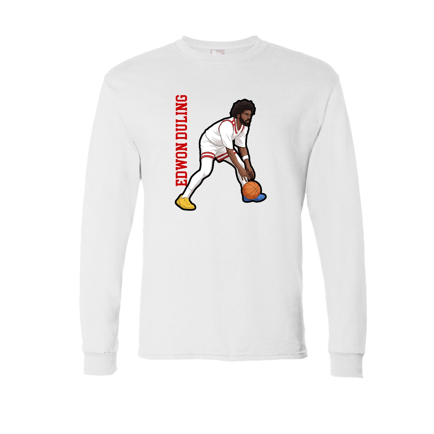 Long Sleeve Tee — Name Vertical in White