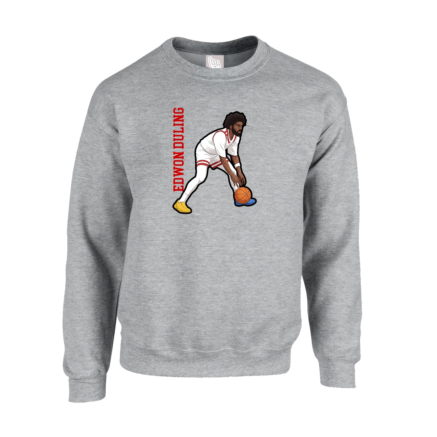 Fleece Crew — Name Vertical in Grey