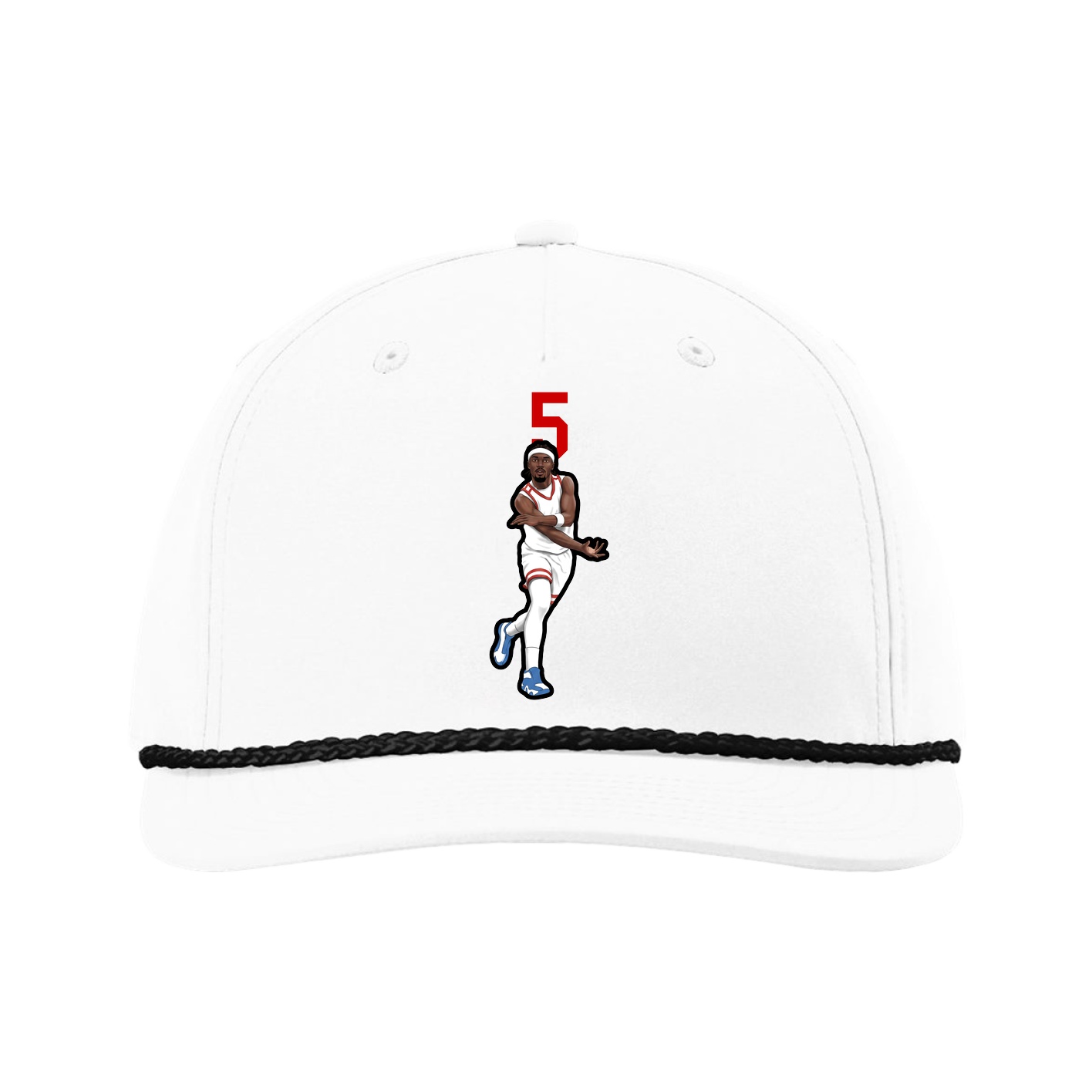 Five-Panel Classic Rope Cap — Number Top in White