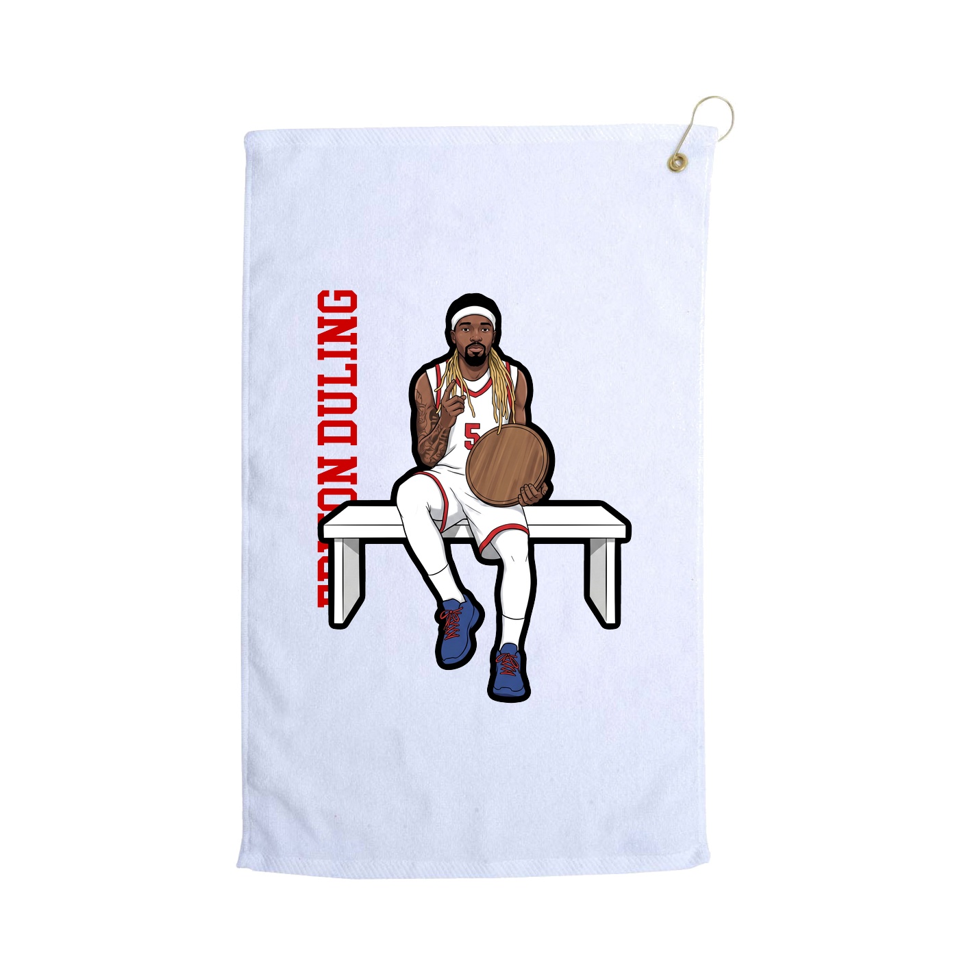 Golf Towel — Name Vertical in White