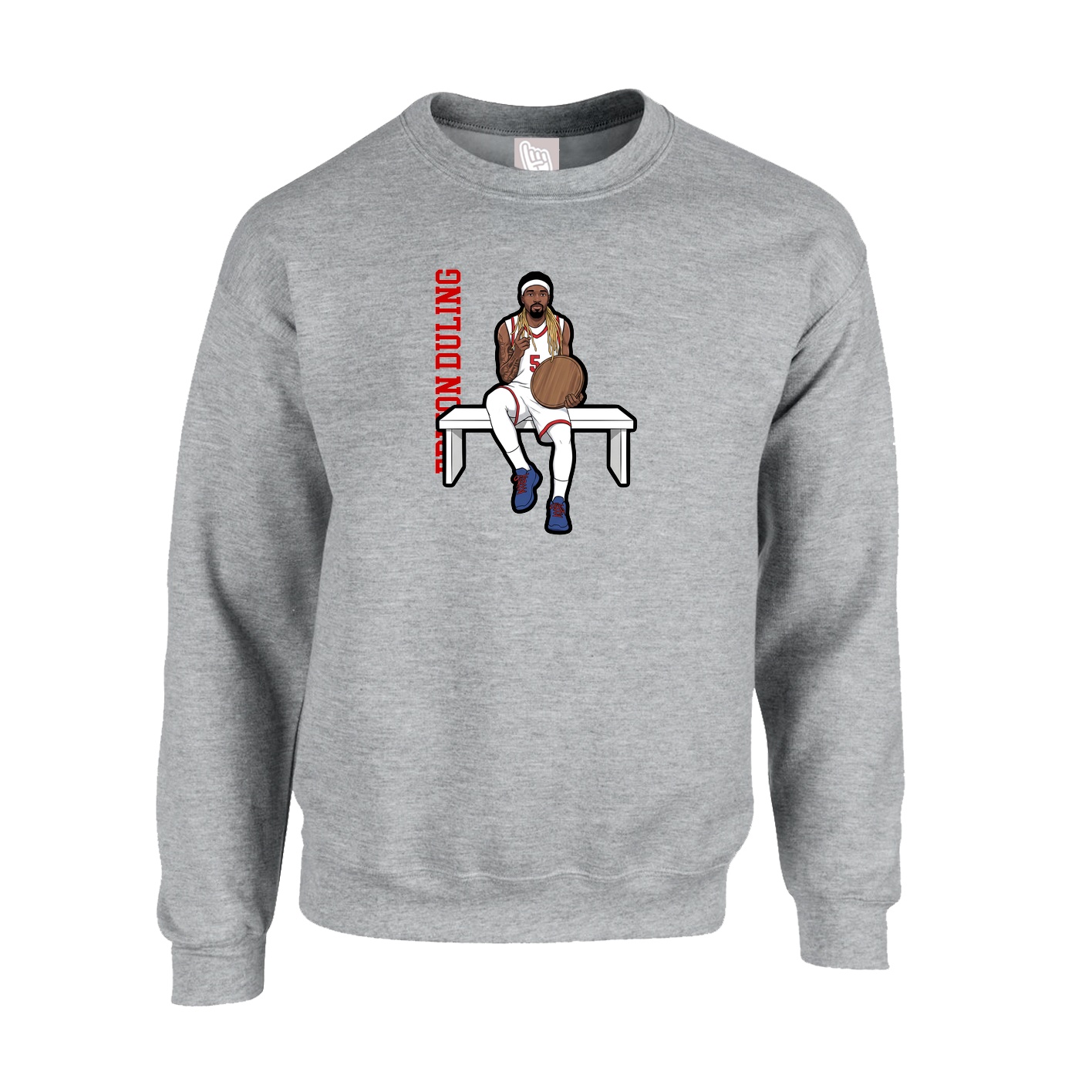 Fleece Crew — Name Vertical in Grey