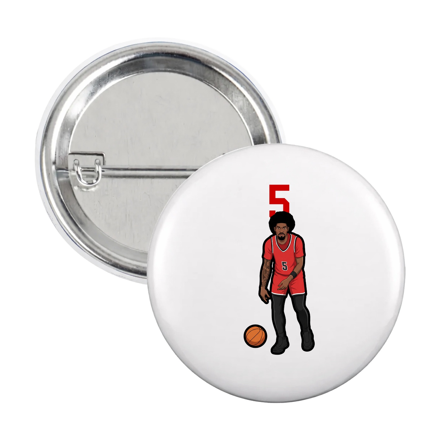 Game Day Button — Number Top in White