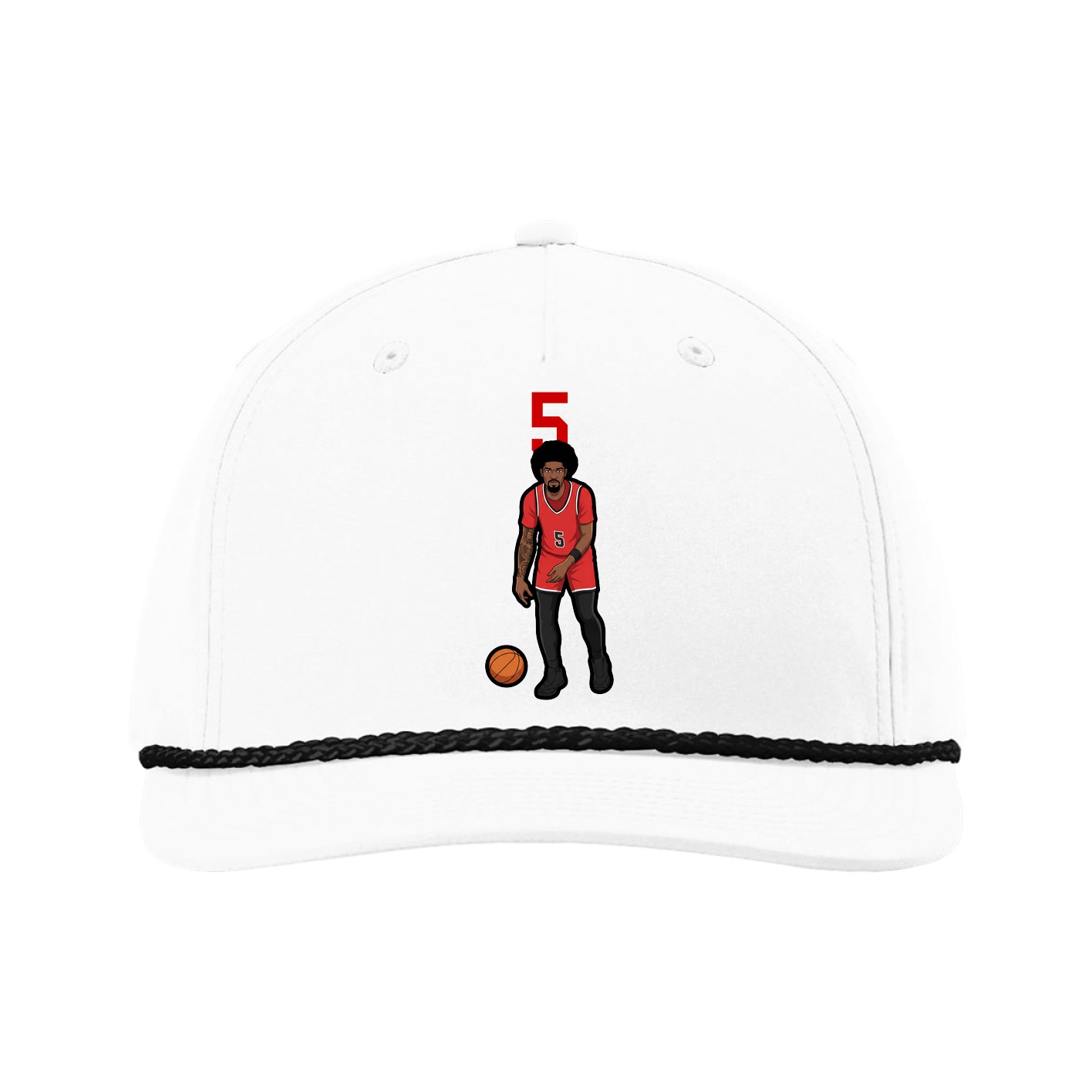 Five-Panel Classic Rope Cap — Number Top in White