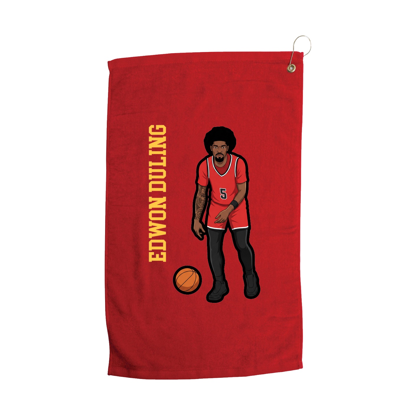 Golf Towel — Name Vertical in Red