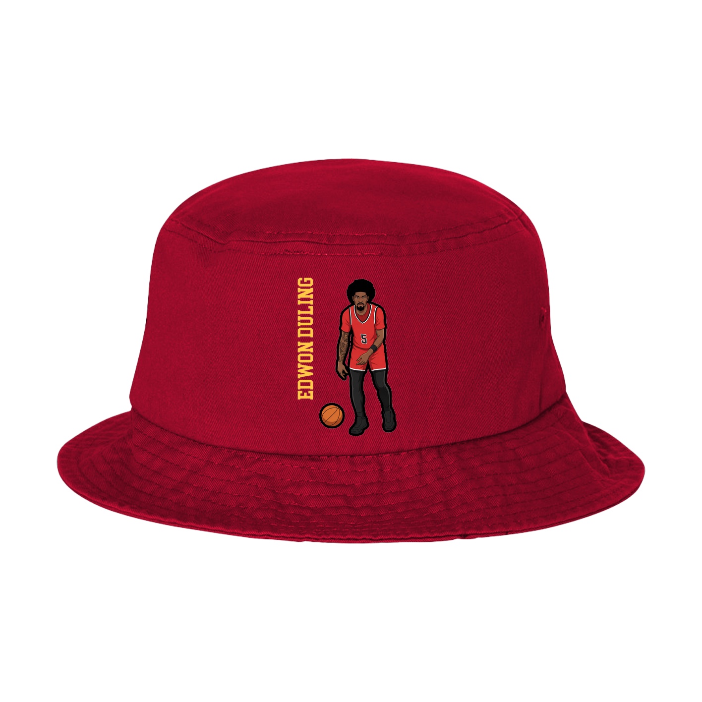 Bucket Cap — Name Vertical in Red