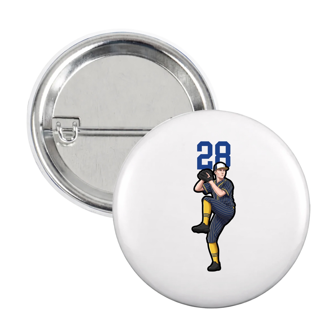 Game Day Button — Number Top in White