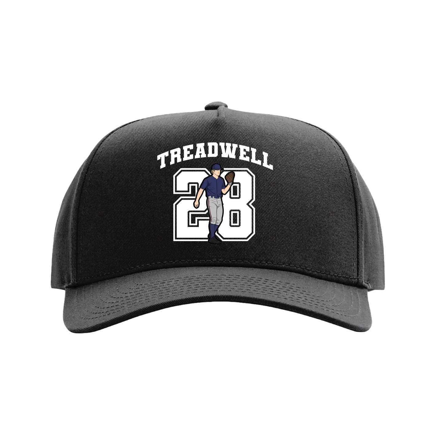 Full Fabric Five-Panel Champ Cap — Number in Black