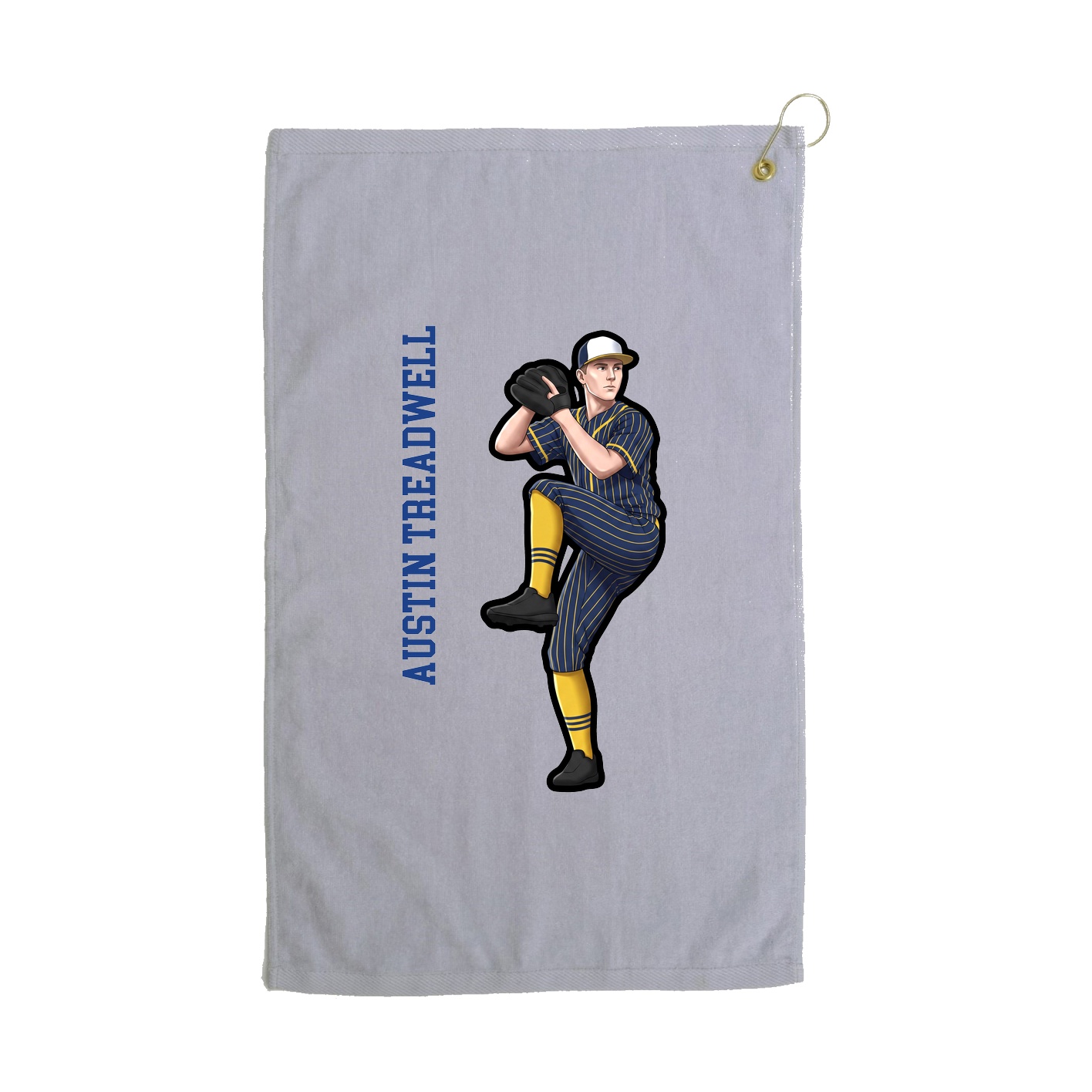 Golf Towel — Name Vertical in Grey