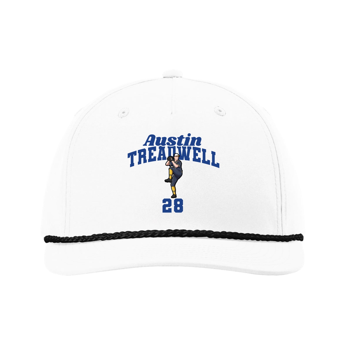 Five-Panel Classic Rope Cap — Signature Arch in White