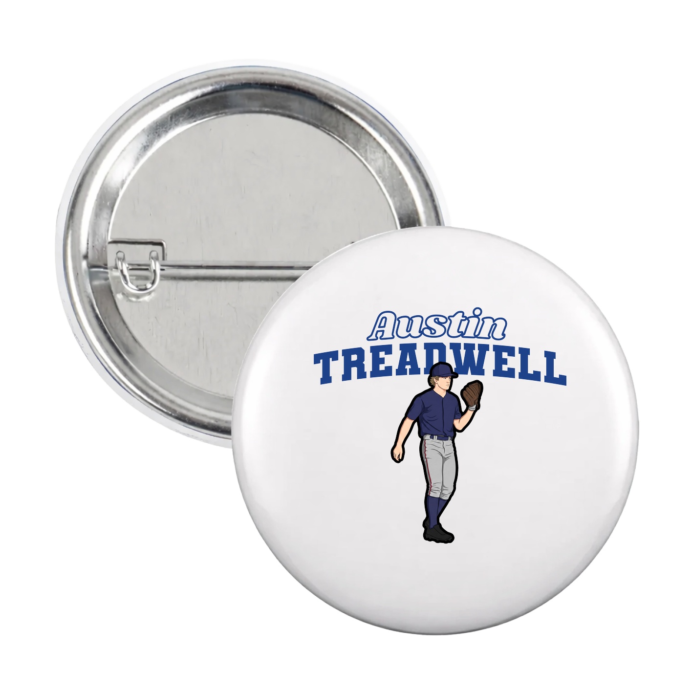 Game Day Button — Name Arch in White