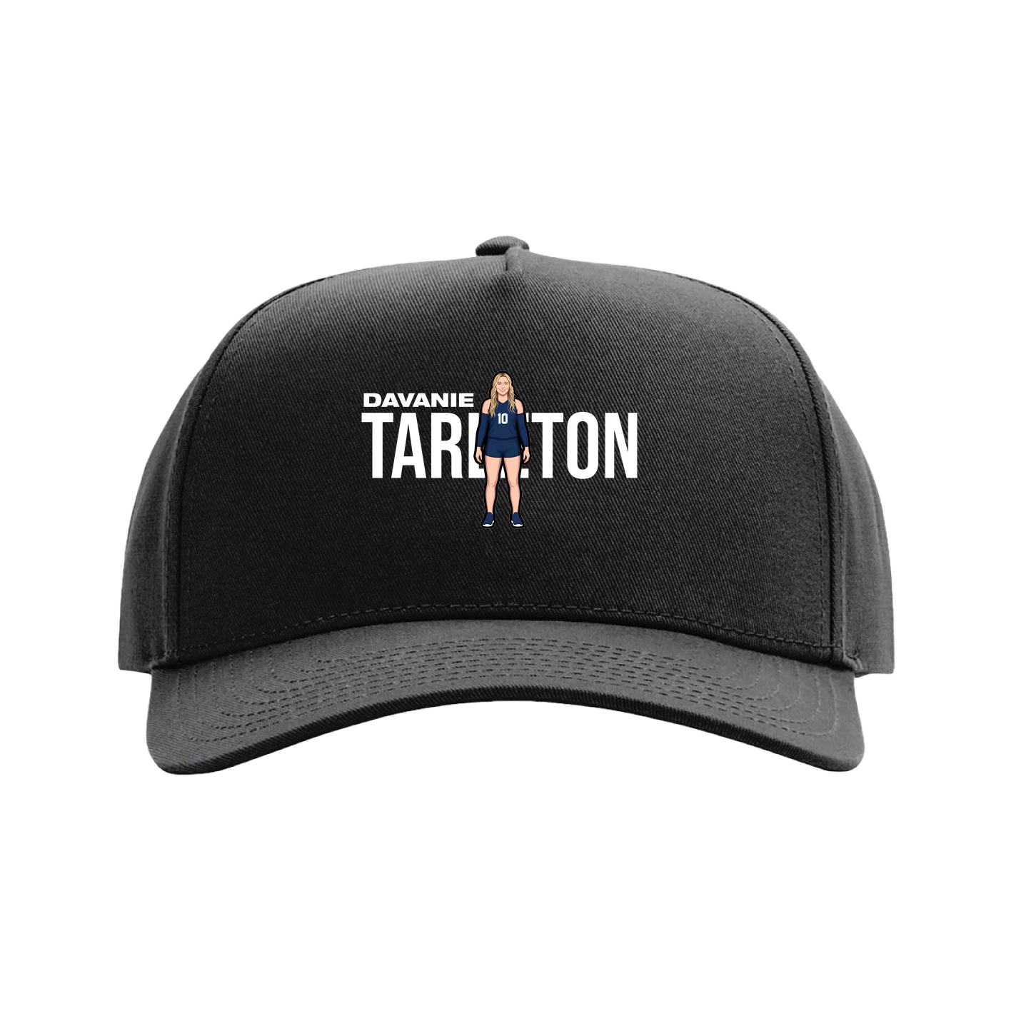 Full Fabric Five-Panel Champ Cap — Player Name in Black