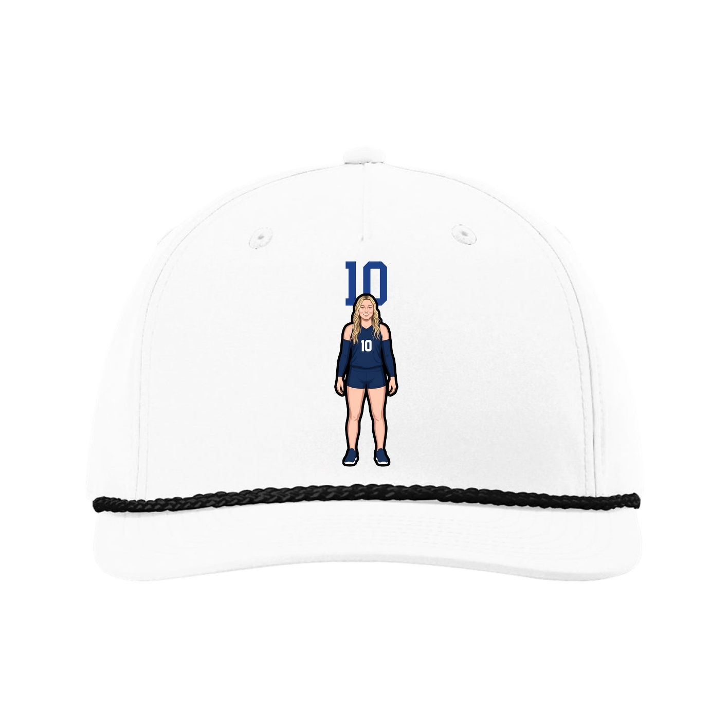 Five-Panel Classic Rope Cap — Number Top in White