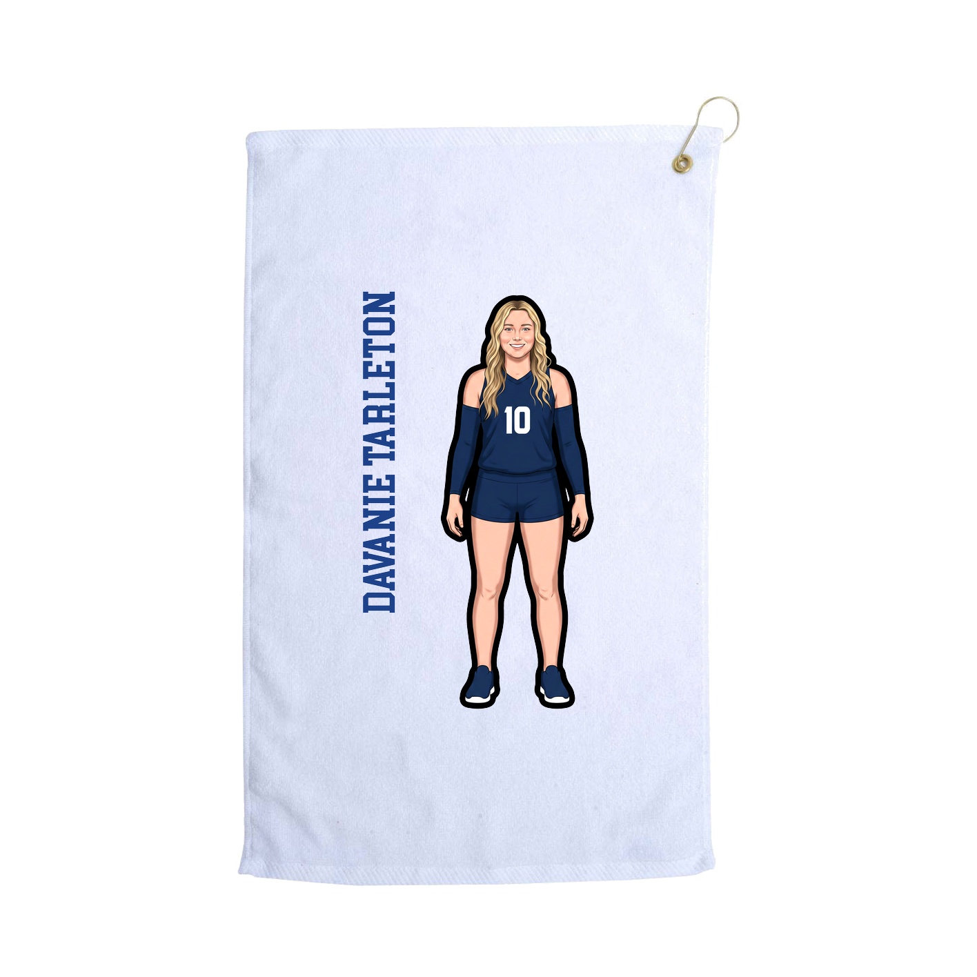 Golf Towel — Name Vertical in White
