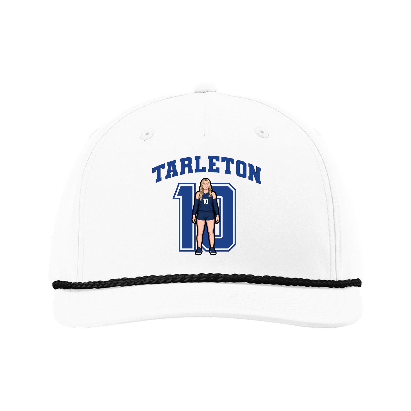 Five-Panel Classic Rope Cap — Number in White