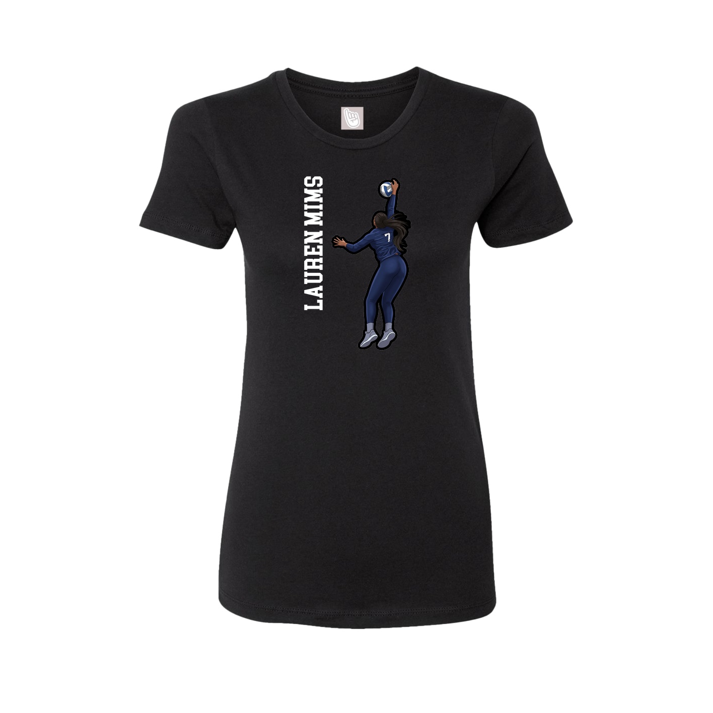 Fitted Women's Tee — Name Vertical in Black
