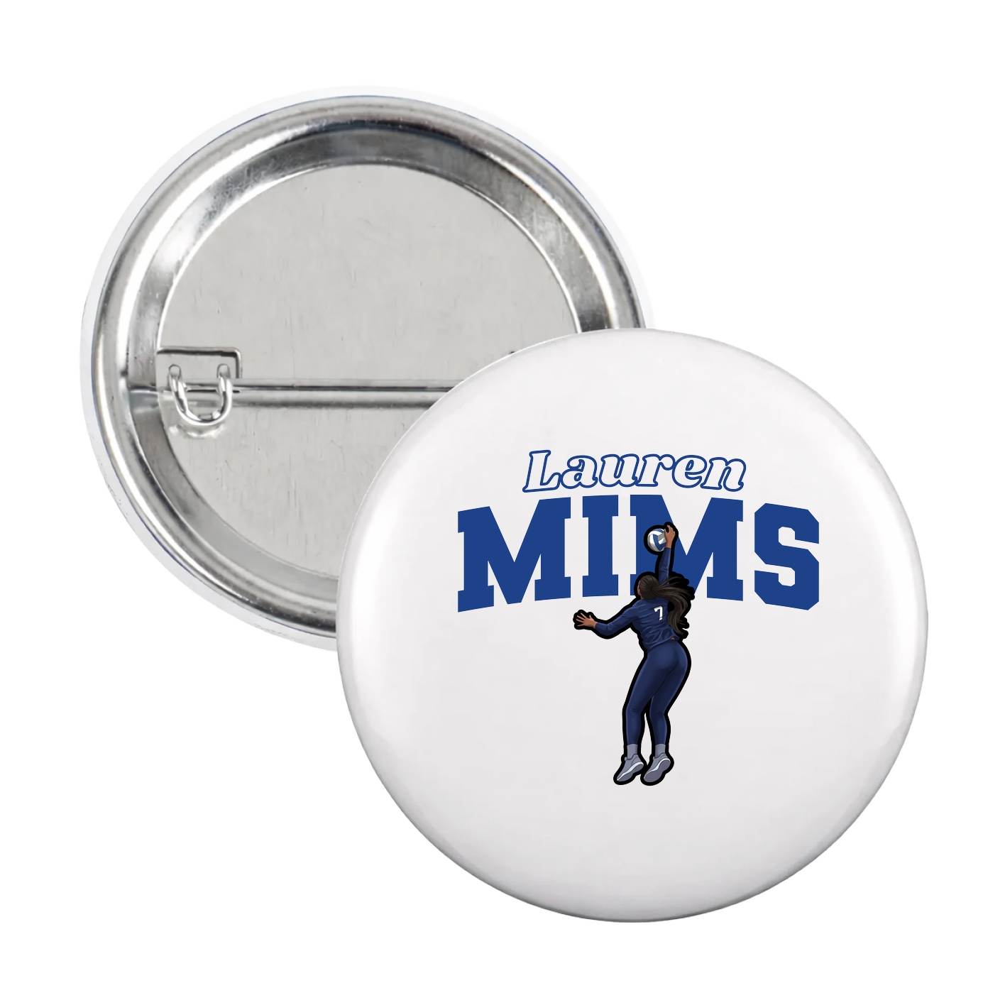 Game Day Button — Name Arch in White