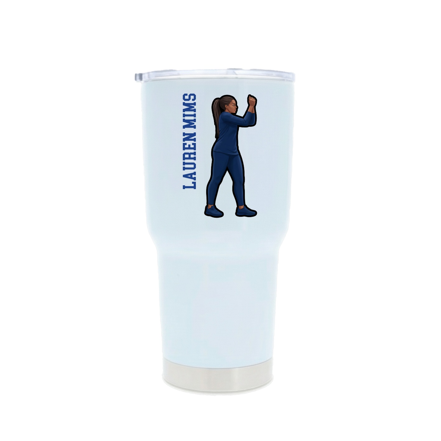 30oz Stainless Steel Tumbler — Name Vertical in White