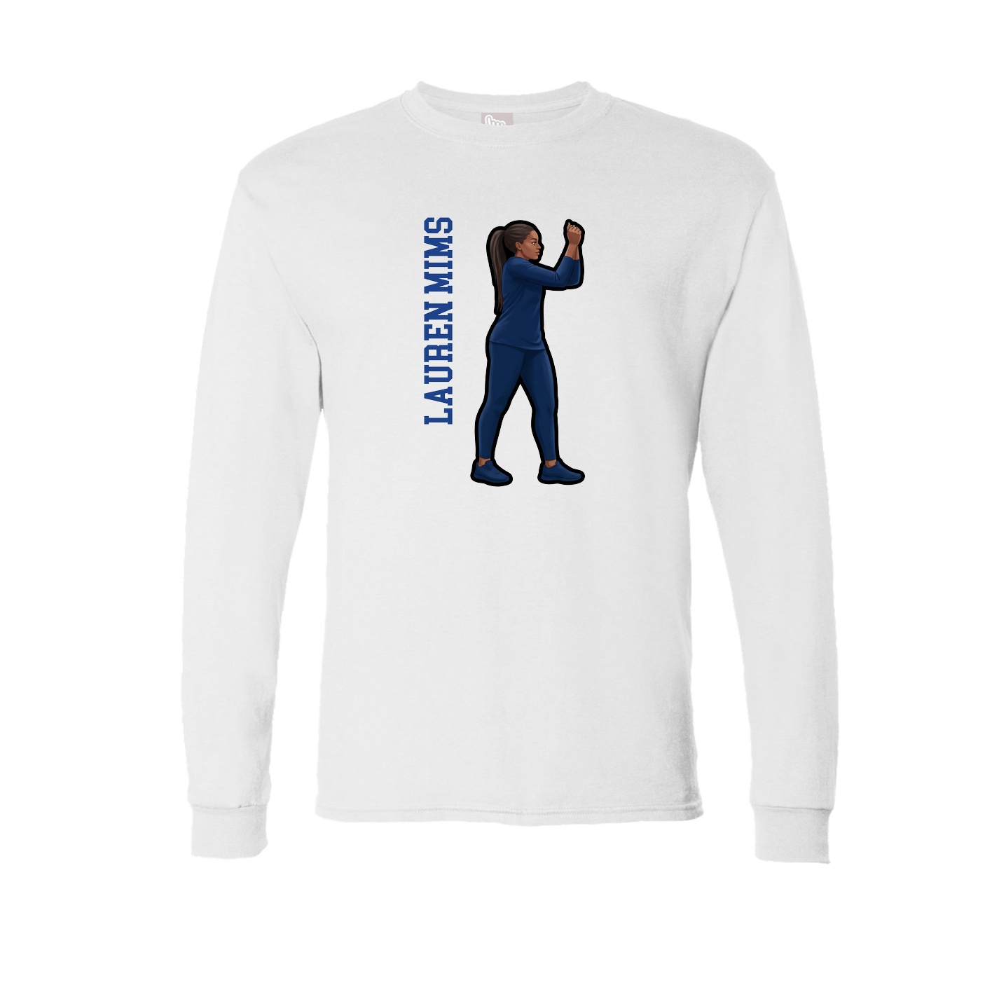 Long Sleeve Tee — Name Vertical in White