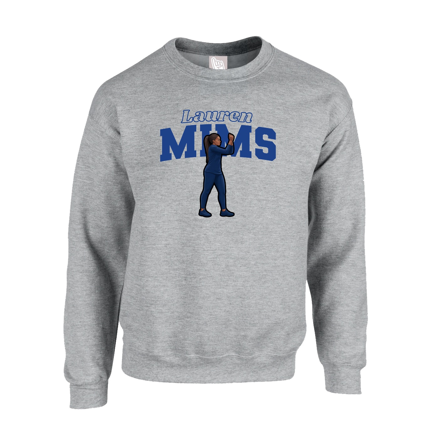 Fleece Crew — Name Arch in Grey