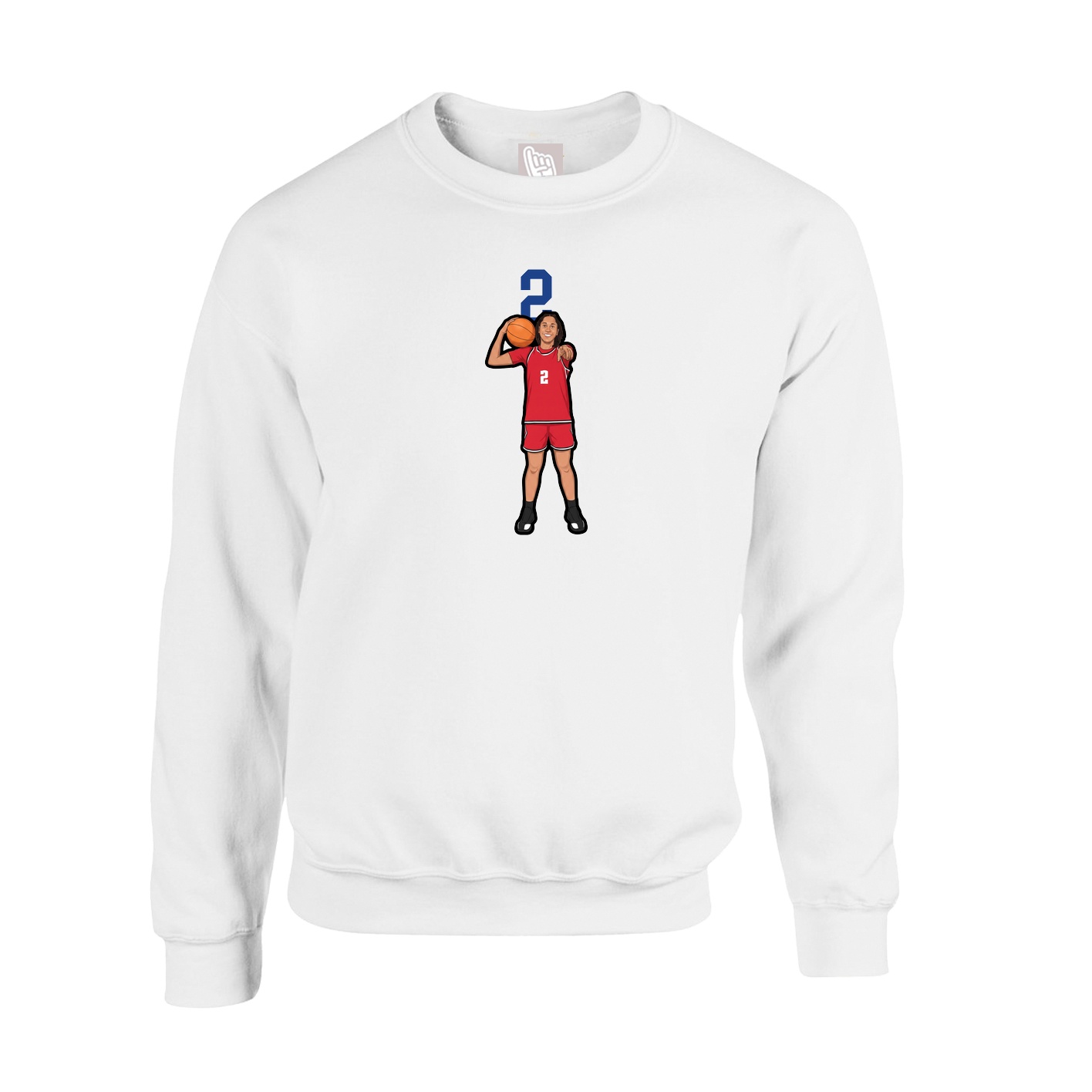 Fleece Crew — Number Top in White