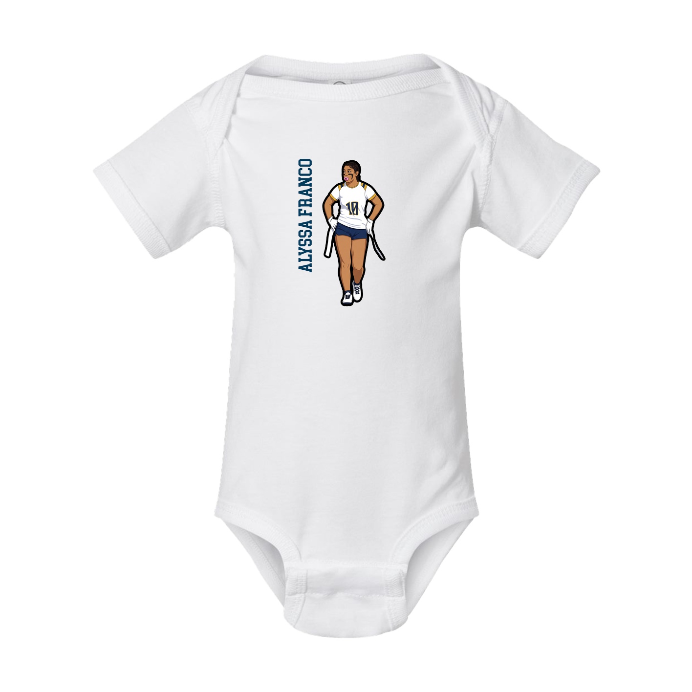 Baby Onesie — Name Vertical in White
