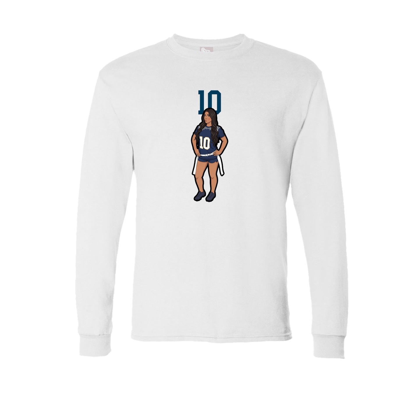 Long Sleeve Tee — Number Top in White