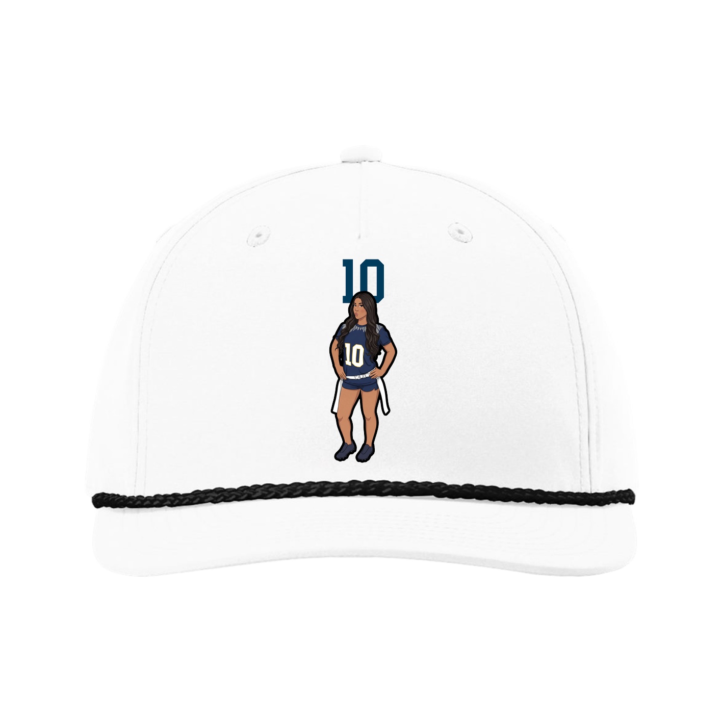 Five-Panel Classic Rope Cap — Number Top in White