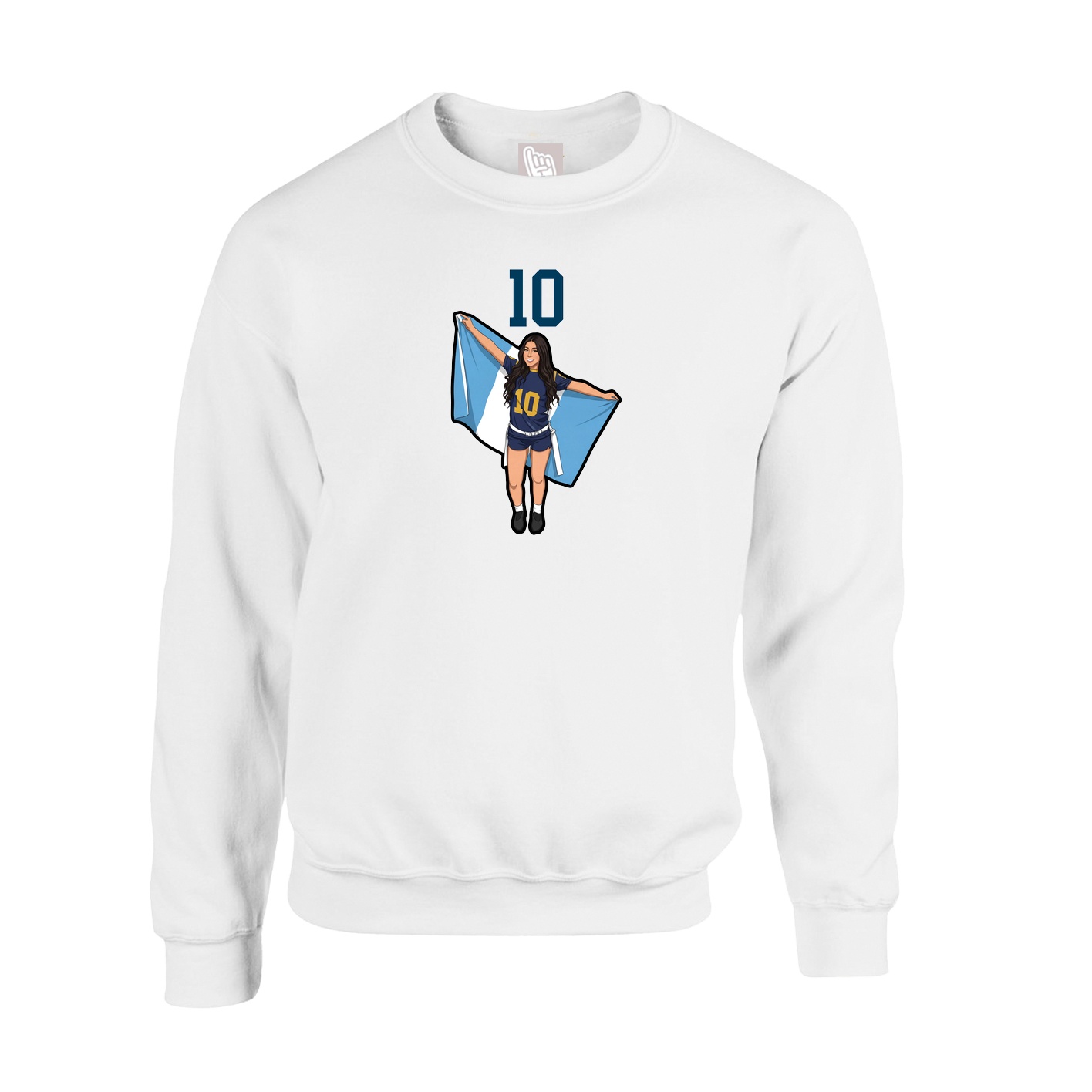 Fleece Crew — Number Top in White