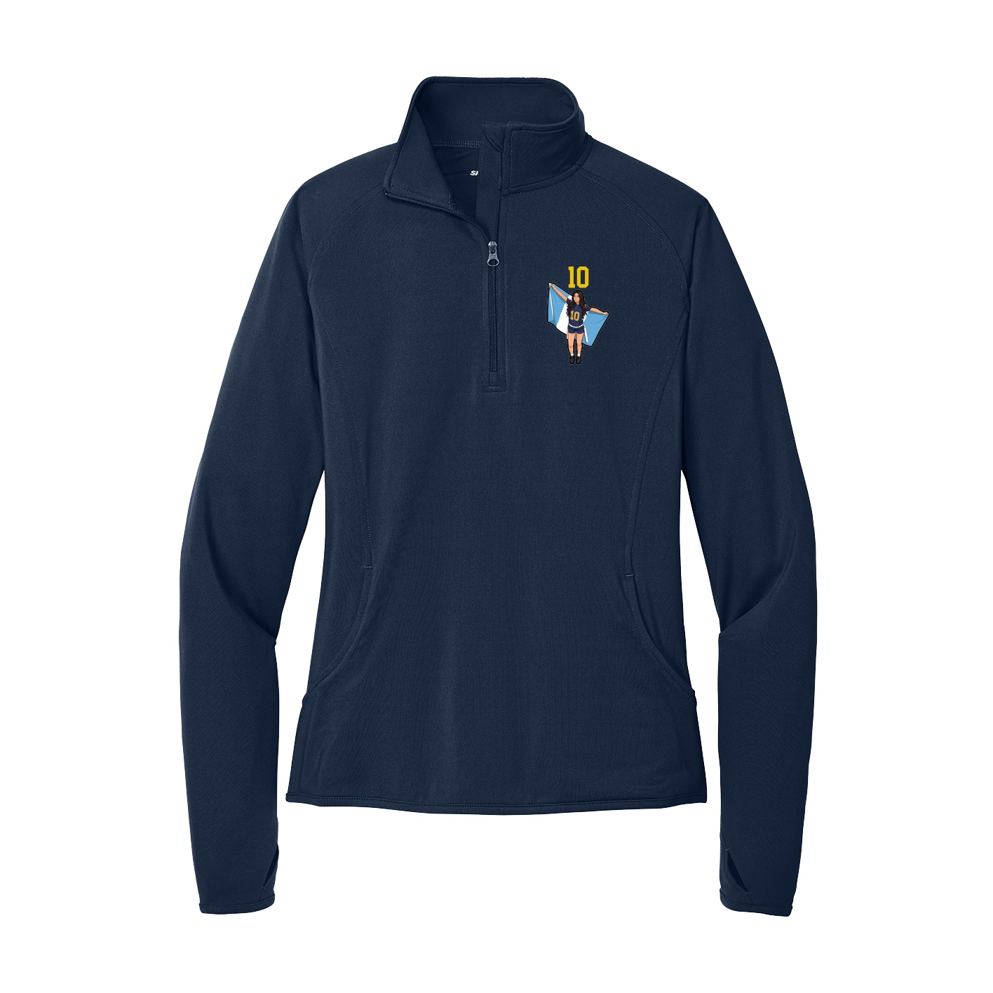 Women's Q-Zip Pullover — Number Top in Navy