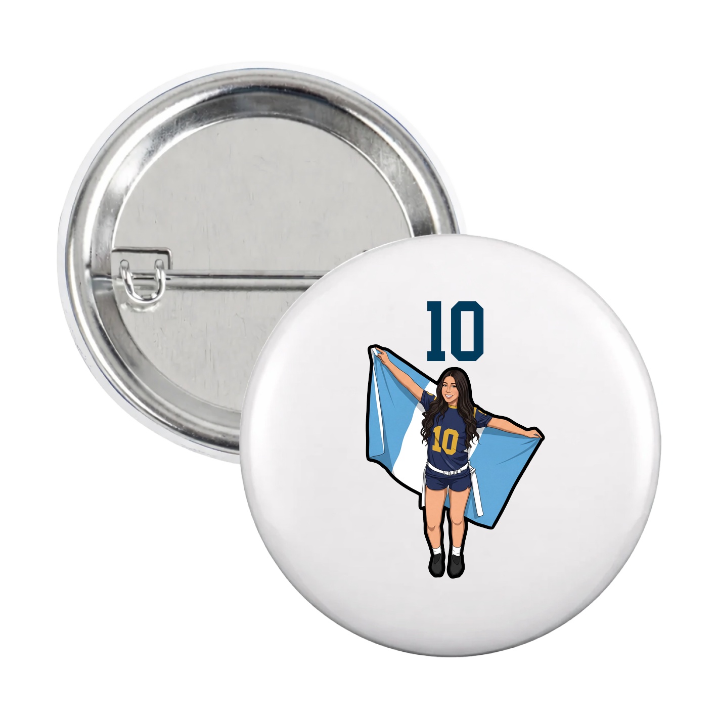 Game Day Button — Number Top in White