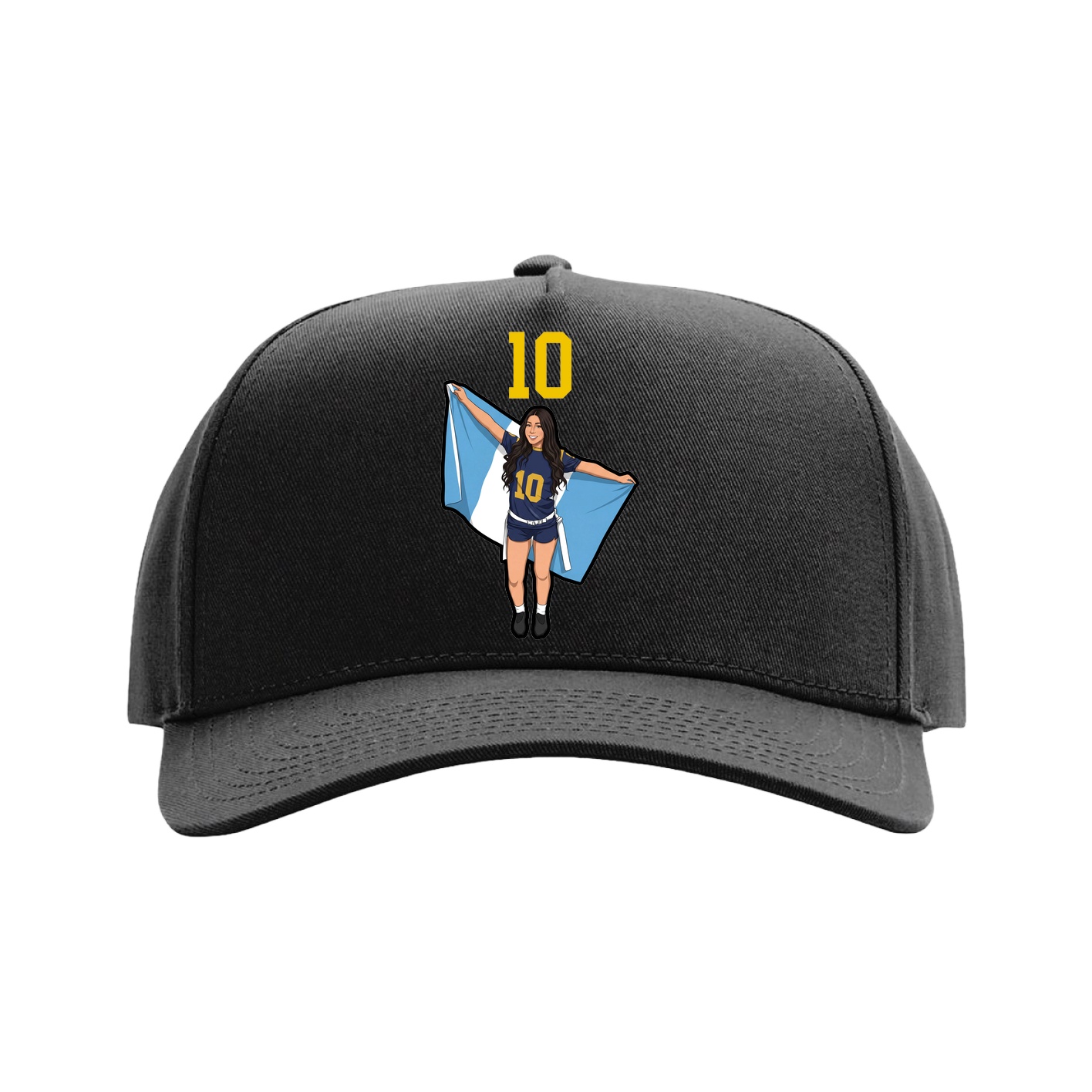 Full Fabric Five-Panel Champ Cap — Number Top in Black