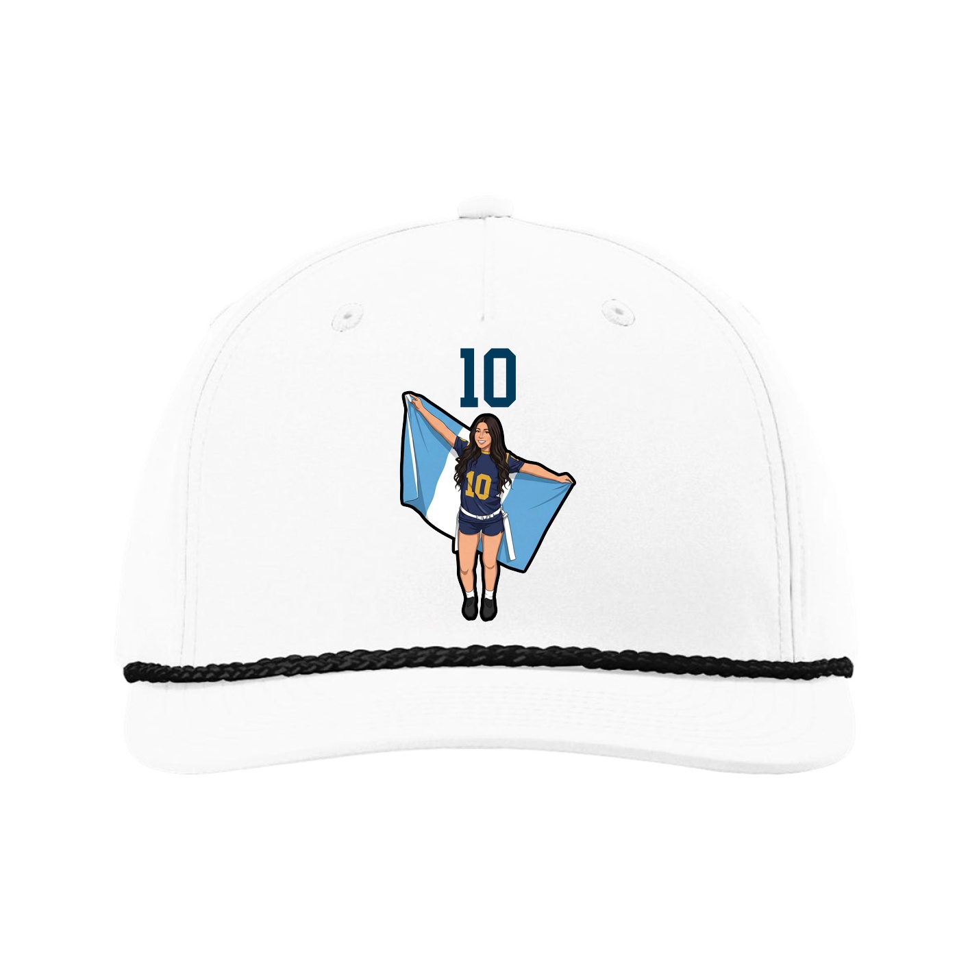 Five-Panel Classic Rope Cap — Number Top in White