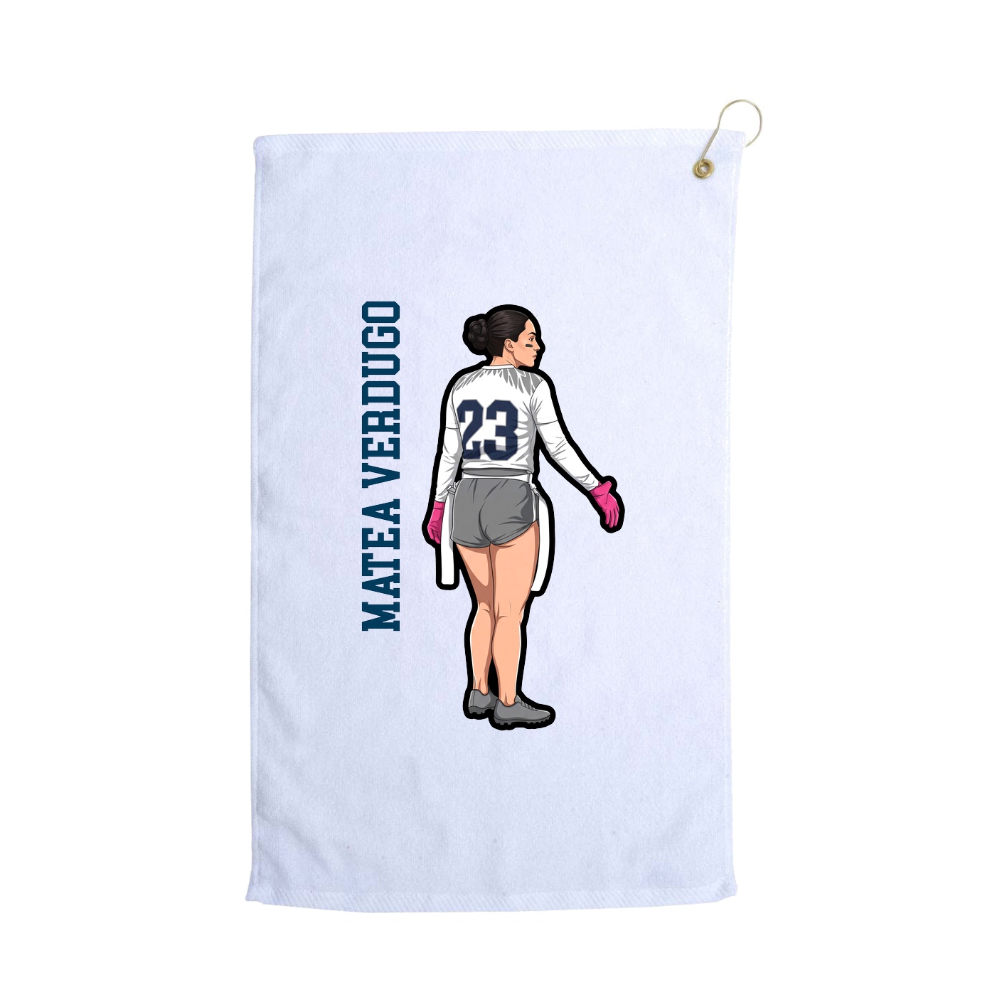 Golf Towel — Name Vertical in White