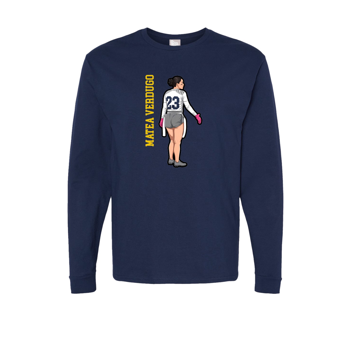 Long Sleeve Tee — Name Vertical in Navy