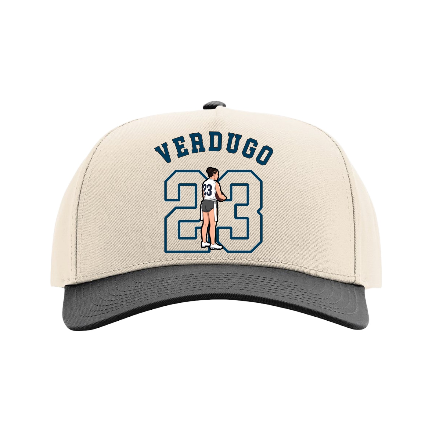 Full Fabric Five-Panel Champ Cap — Shirsey Arch in Cream/Black