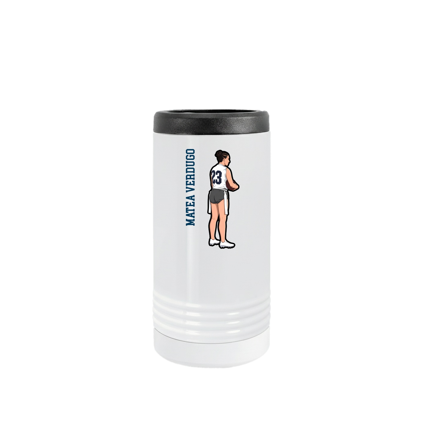 Slim Beverage Holder — Name Vertical in White