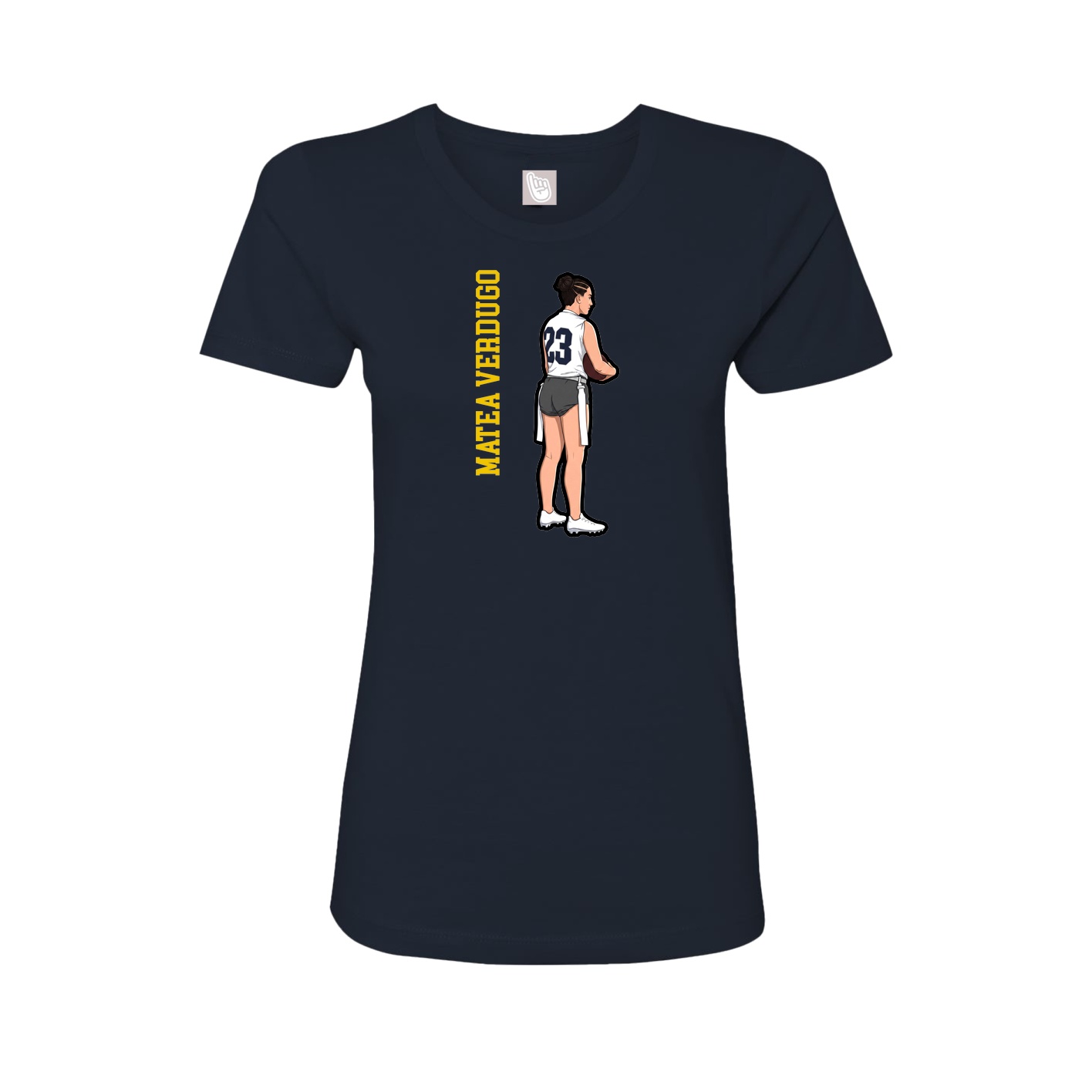 Womens Tee — Name Vertical in Navy