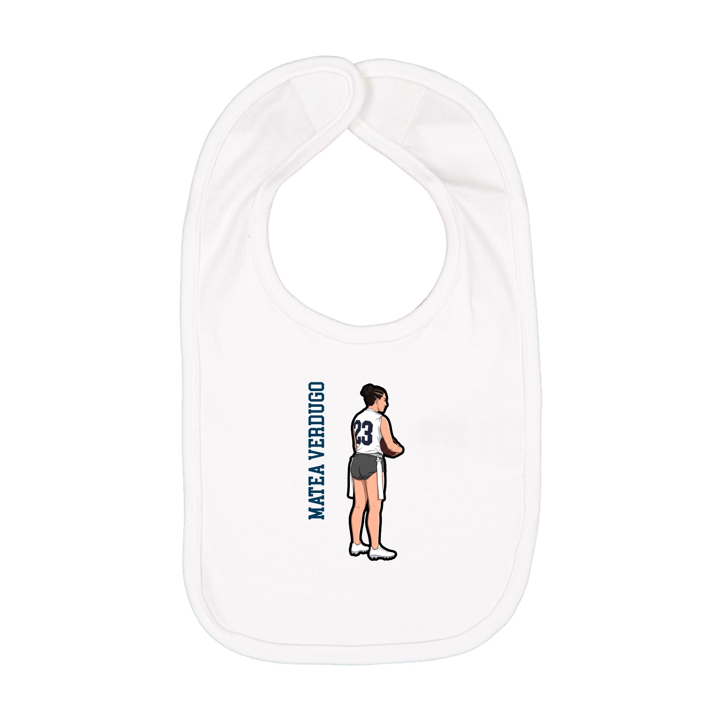 Infant Bib — Name Vertical in White