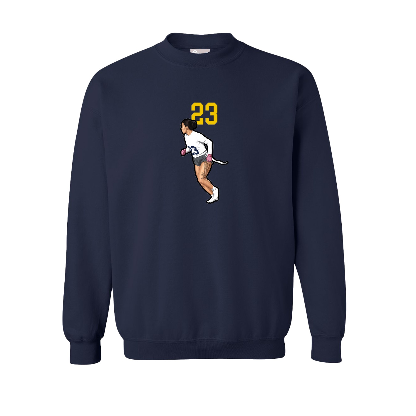 Fleece Crew — Number Top in Navy
