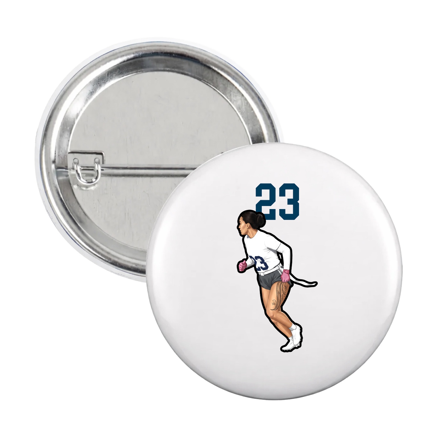 Game Day Button — Number Top in White