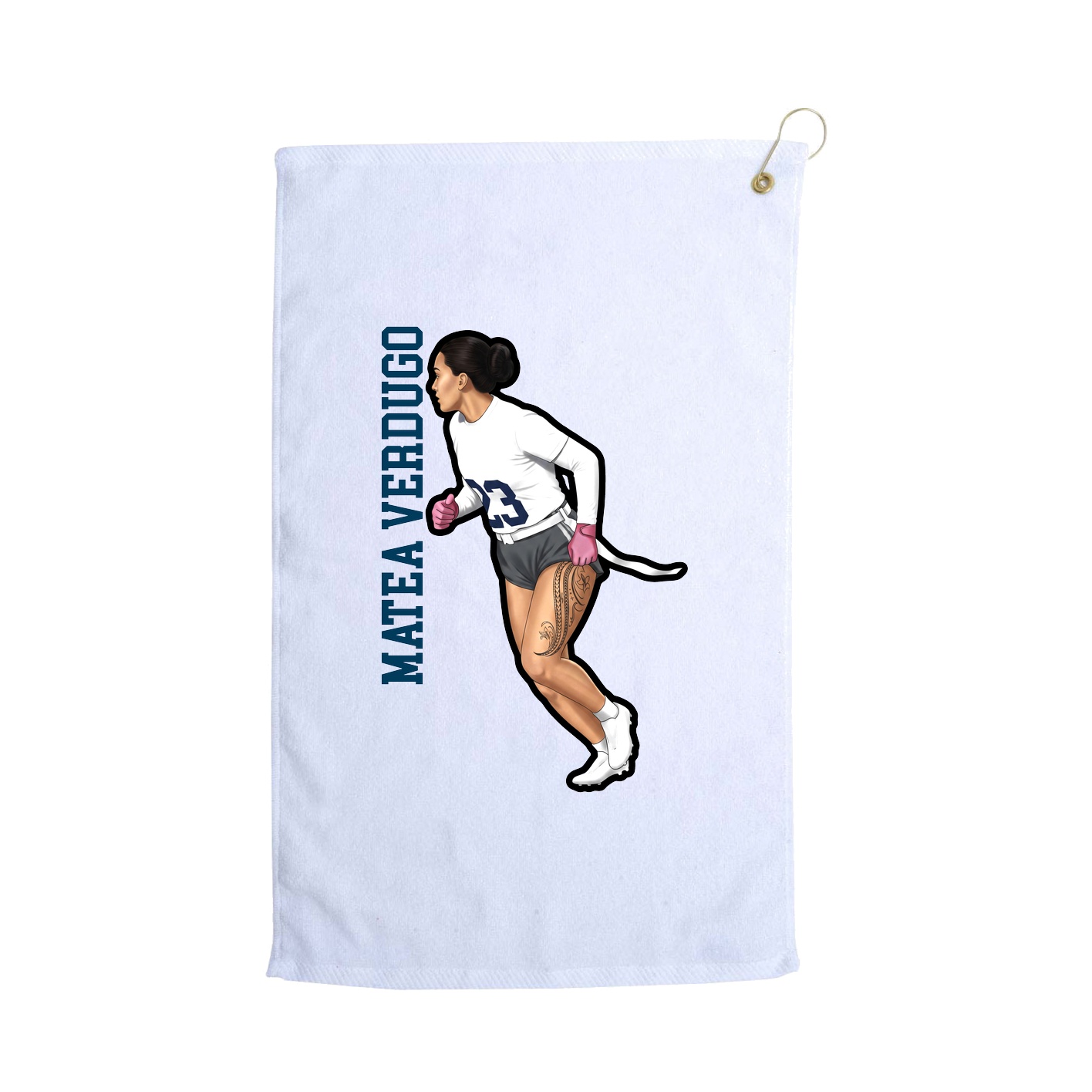 Golf Towel — Name Vertical in White