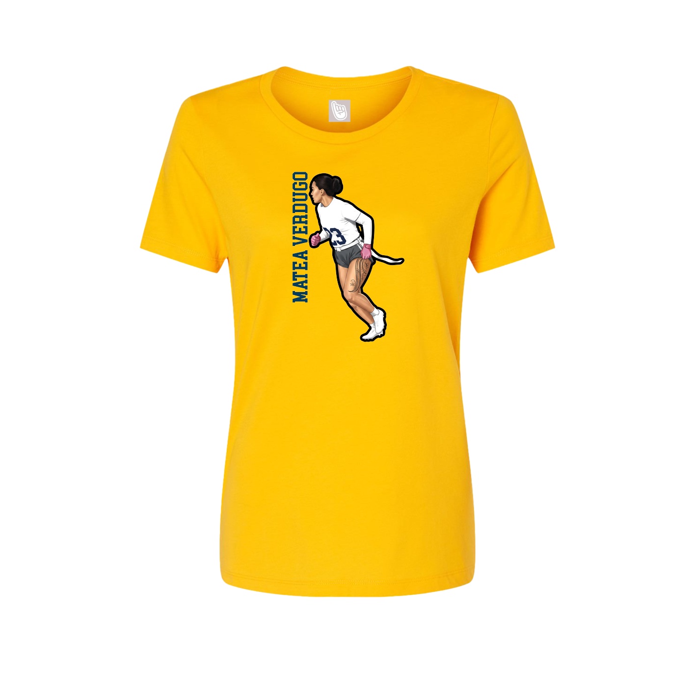 Womens Tee — Name Vertical in Gold