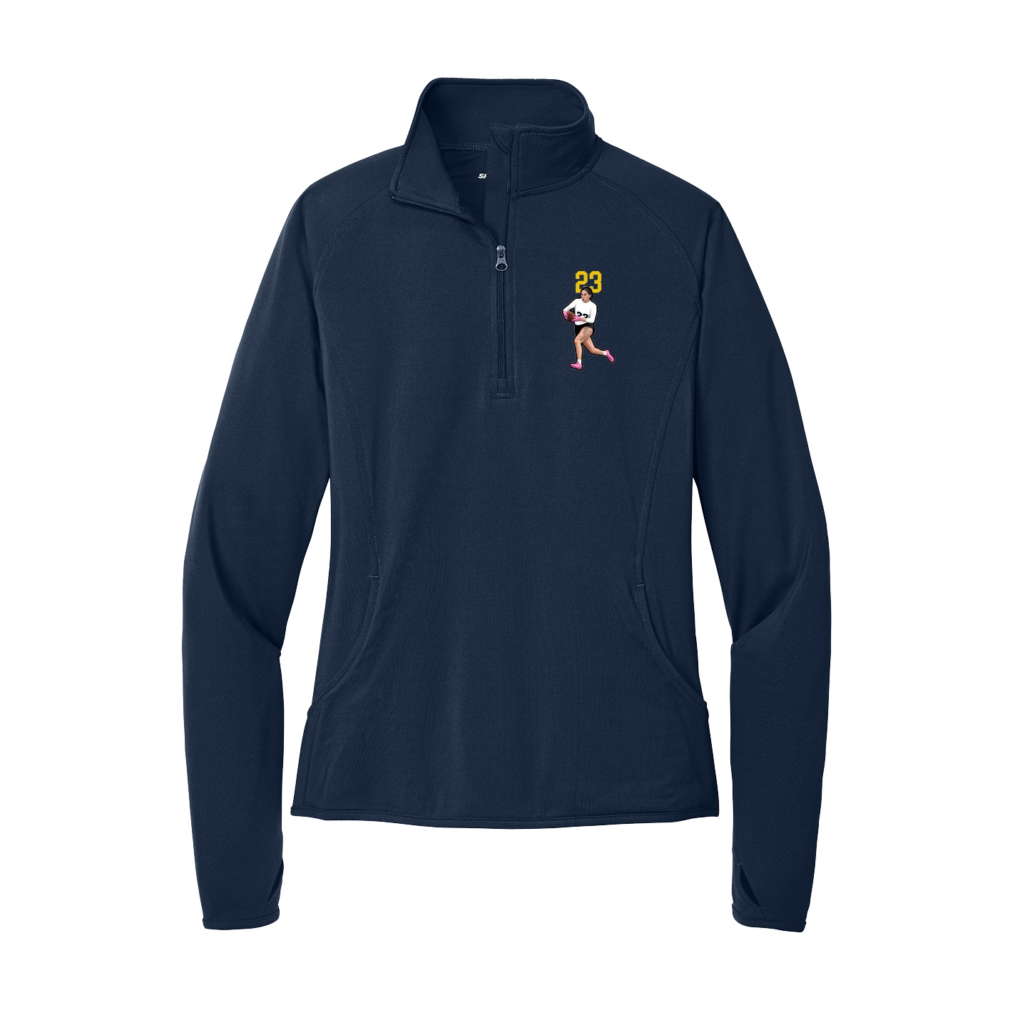 Women's Q-Zip Pullover — Number Top in Navy