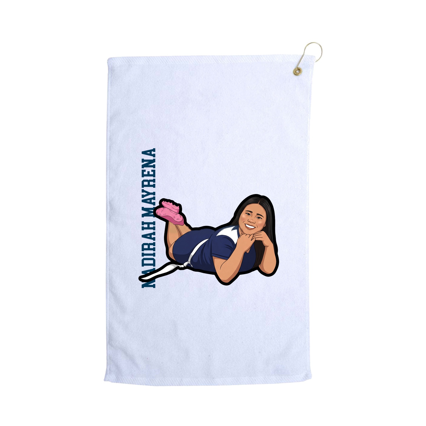Golf Towel — Name Vertical in White