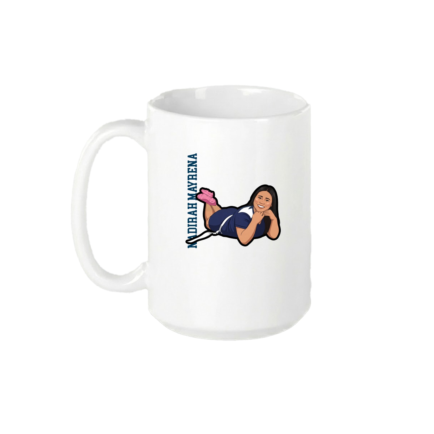 15oz Coffee Mug — Name Vertical in White