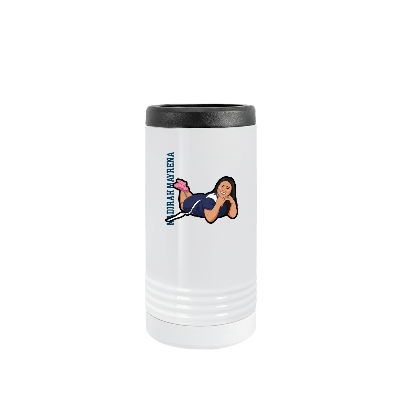 Slim Beverage Holder — Name Vertical in White